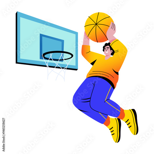 A flat style illustration of jump shot