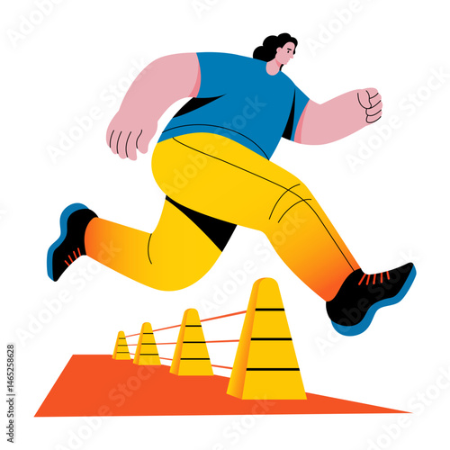 A flat style illustration showing physical exertion 