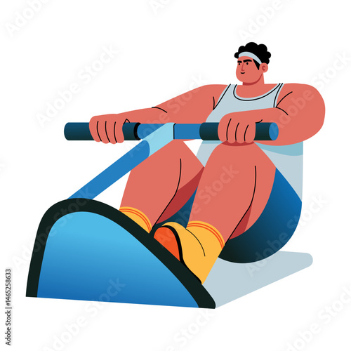 A flat style illustration of rowing machine