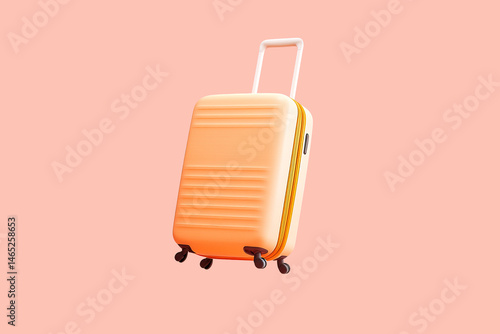 Packed suitcase in vibrant orange color ready for travel