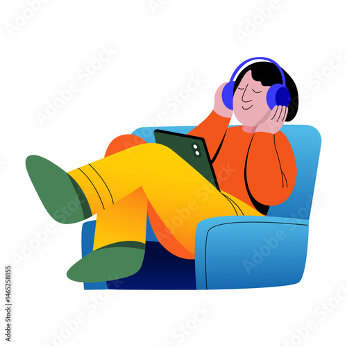 A flat style illustration of relaxing character 