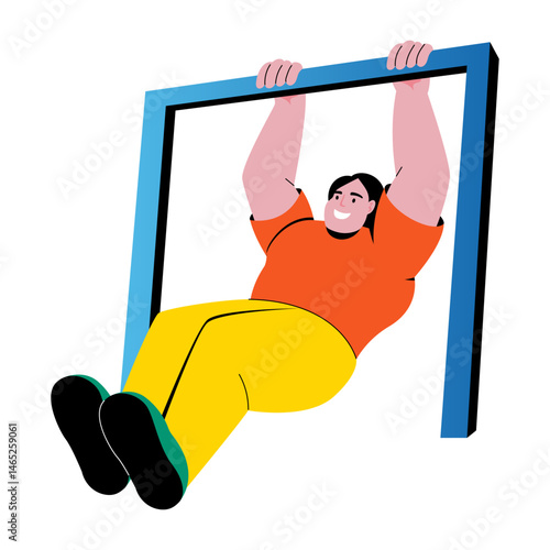 A flat style illustration of pull ups exercise 