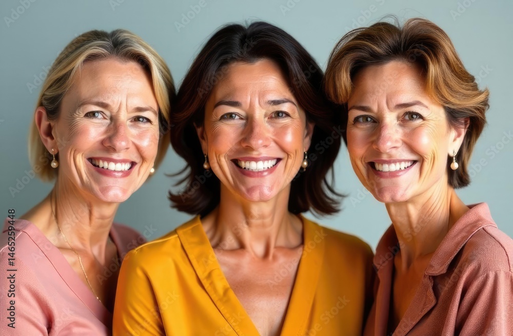 Back to back of caucasian family of three female generations looking at camera. Age and generation concept. Grandmother, mother and granddaughter. Isolated of white background. Studio shoot Back to back of caucasian family of three female generations looking at camera. Age and generation concept. Grandmother, mother and granddaughter. Isolated of white background. Studio shoot