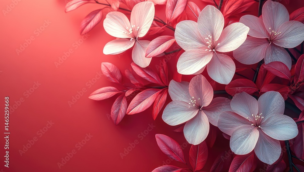 Pink flowers with red background, and spring. Pink flowers with red background, and spring.