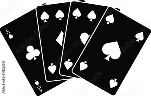 playing cards silhouette vector illustration, playing cards black symbol, playing cards clipart