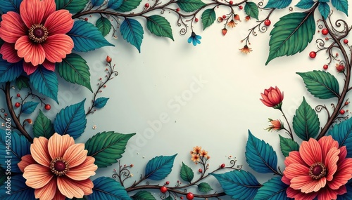 Intricate floral damask, swirling vines & leaves, wallpaper, tapestry, decoration