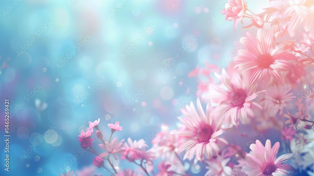 pink flowers background with copy space for text pink flowers background with copy space for text