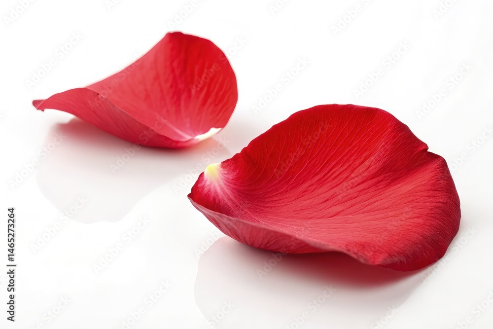 Two Red Rose Petals on a Soft White Background Generative AI