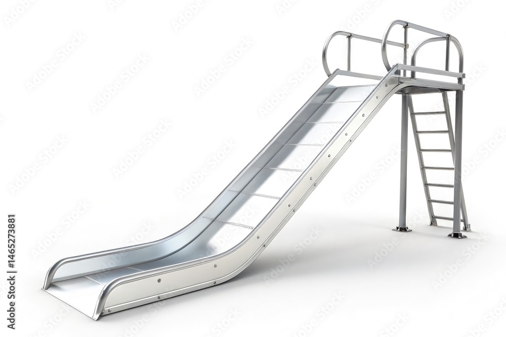 White Metal Slide for Children’s Playground on Clean Background Generative AI