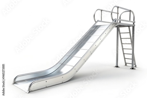 White Metal Slide for Children’s Playground on Clean Background Generative AI