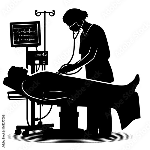 Medical professional examining patient in hospital setting  