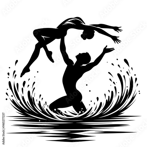 Man lifting woman celebrating in silhouette