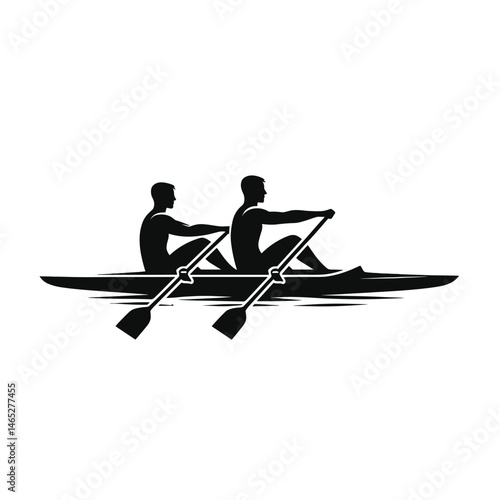 Two men rowing kayak in water