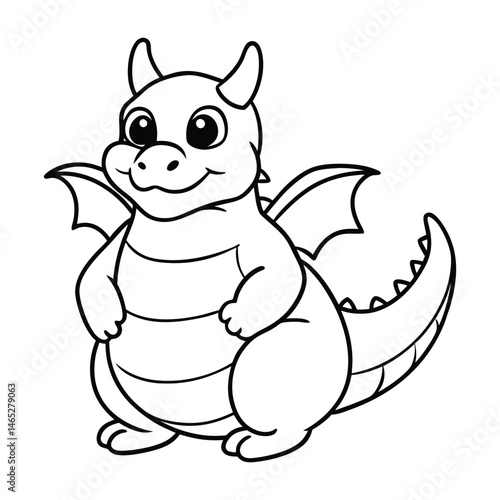 a chubby baby dragon with tiny wings and big round vector illustration
