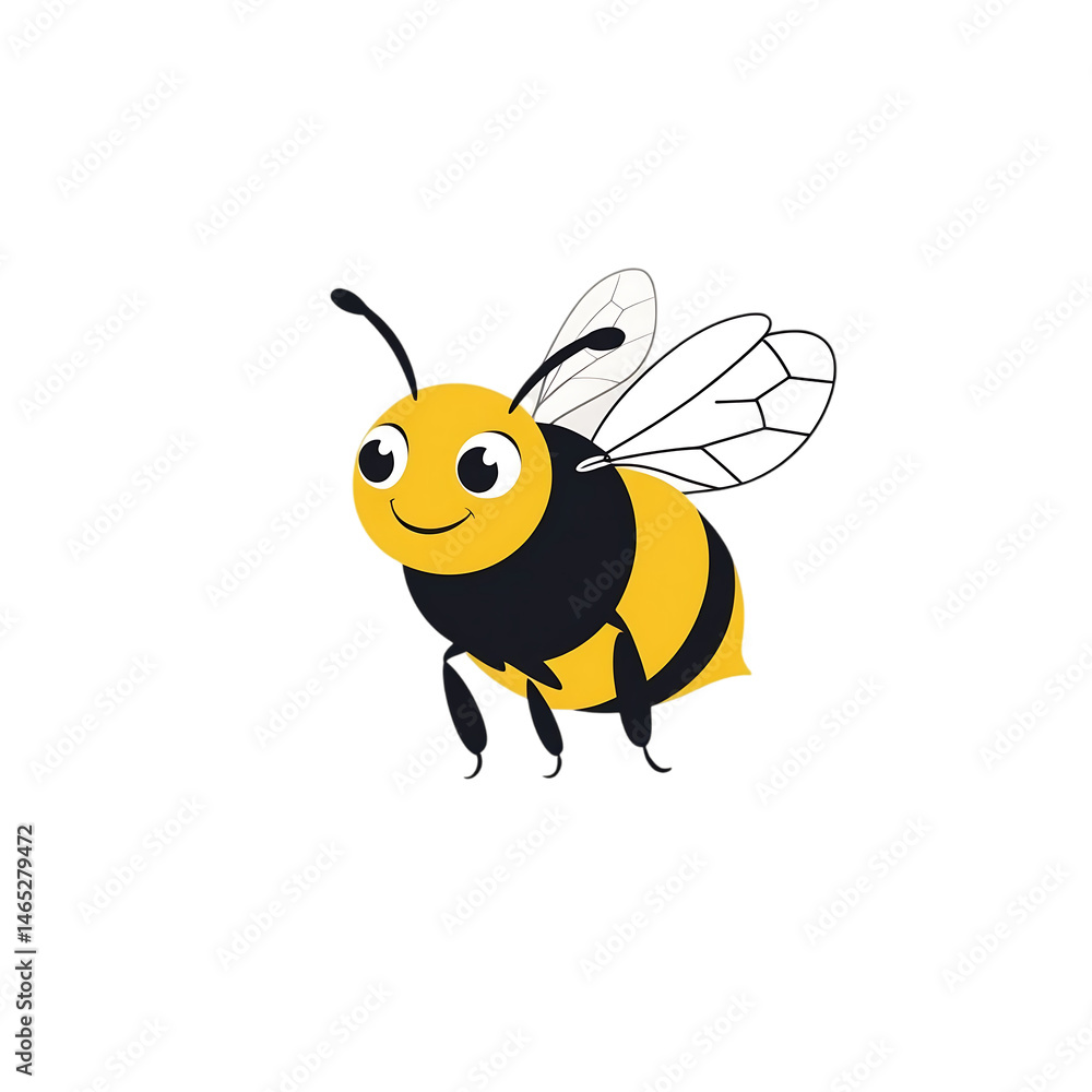 Naklejka premium Adorable Cartoon Bee Illustration A Cheerful Honeybee Character Design