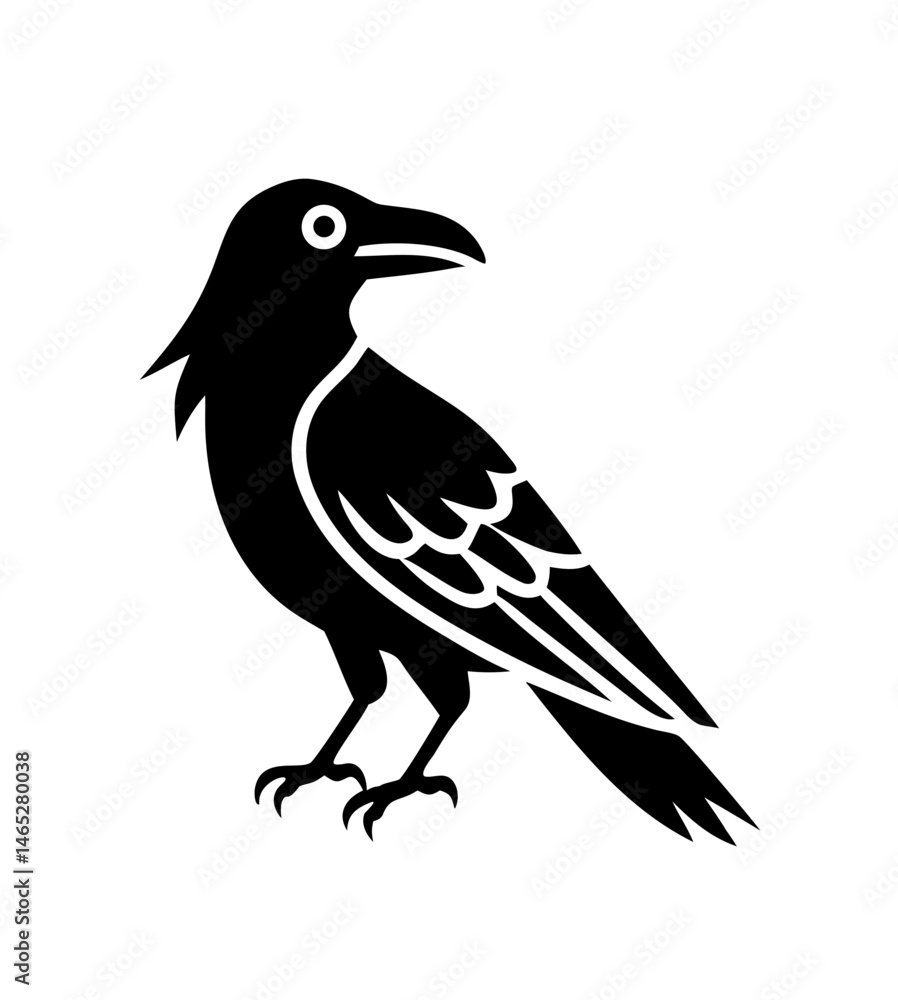Crow silhouette in profile with elegant features vector illustration