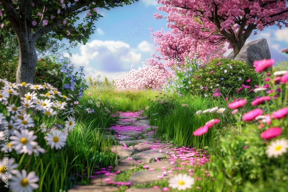 Obraz premium daisy flower garden wallpaper spring background