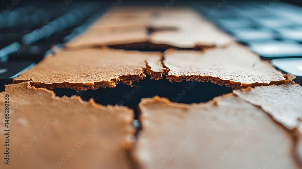 Close-Up of Cracked Brown Surface Texture Close-Up of Cracked Brown Surface Texture