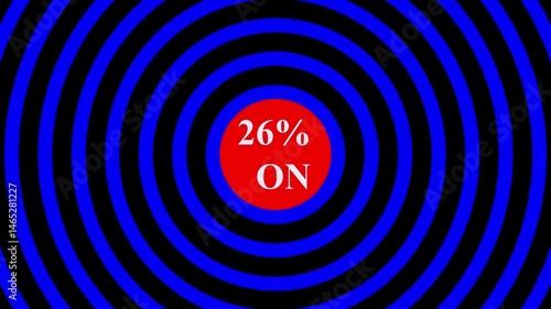 a neon sign in striking red and white letters spelling on suitable for business, promotion, advertising, discount. motion graphic, animated discount animation ,white radio waves Background on black ba