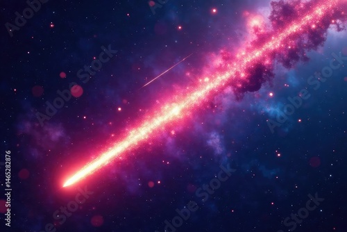 Streaking meteor, cosmic dust trail, vibrant nebula , background, light, cosmic