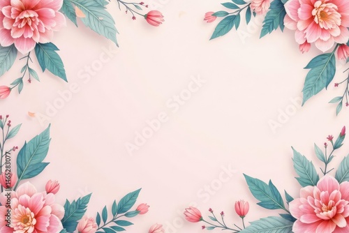 Subtle pastel floral design with repeating leaf motifs ideal for social media posts , peaceful, seamless