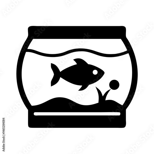Aquarium fish tank bowl pet aquatic water sea life ocean animal swimming goldfish vector icon logo
