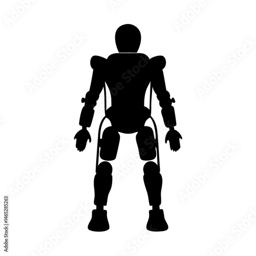 Illustration of a robot exoskeleton suit silhouette, robotic suit, mechanical suit, exo suit, black suit