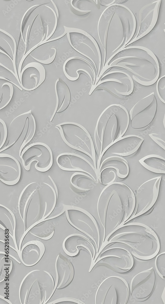 Embossed Floral Pattern, Gray Texture, Subtle Design Embossed Floral Pattern, Gray Texture, Subtle Design