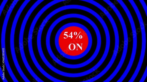 a neon sign in striking red and white letters spelling on suitable for business, promotion, advertising, discount. motion graphic, animated discount animation ,white radio waves Background on black ba
