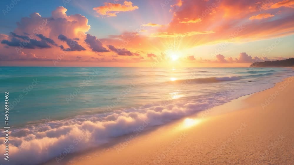 Beachfront horizon with sea, sand, and sky theme, clouds. Inspiring waves and rays, tranquil nature environment, beautiful colors, and breathtaking scenery. Beachfront horizon with sea, sand, and sky theme, clouds. Inspiring waves and rays, tranquil nature environment, beautiful colors, and breathtaking scenery.