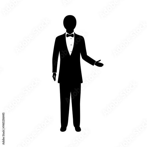 Man in tuxedo vector illustration formal wear suit bowtie silhouette gentleman icon design graphic