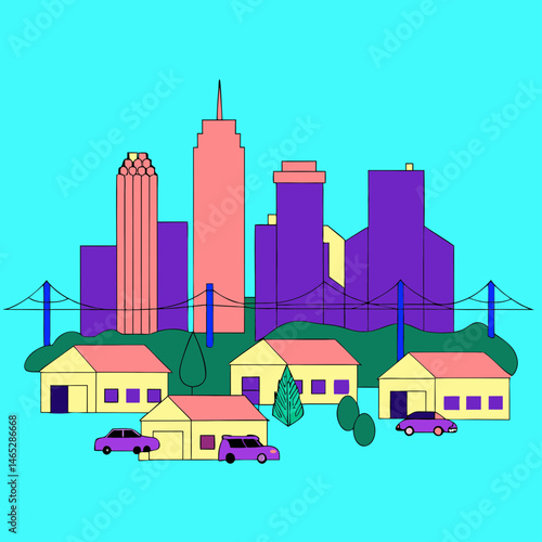 The vector illustration of urbanization