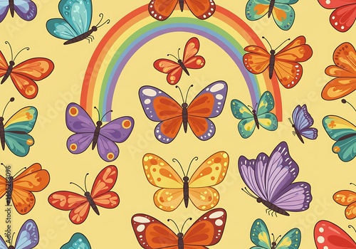 Rainbow & Colorful Butterfly Pattern