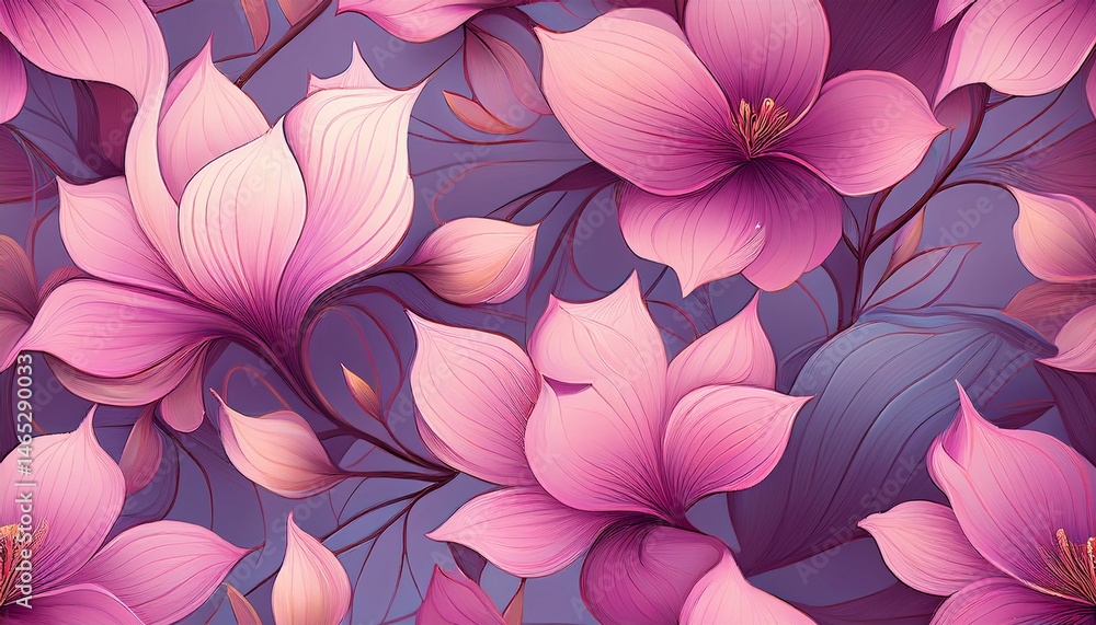 elegant seamless background with pink flowers in a repeating pattern elegant seamless background with pink flowers in a repeating pattern