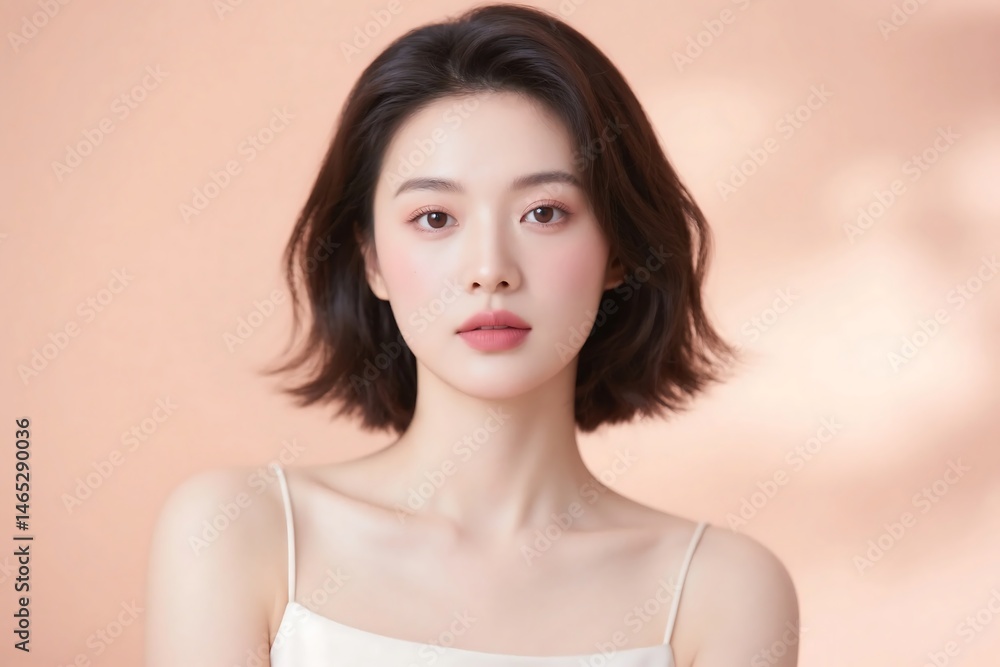 Portrait Of A Beautiful Asian Woman With Clean Skin And Natural Makeup Portrait Of A Beautiful Asian Woman With Clean Skin And Natural Makeup