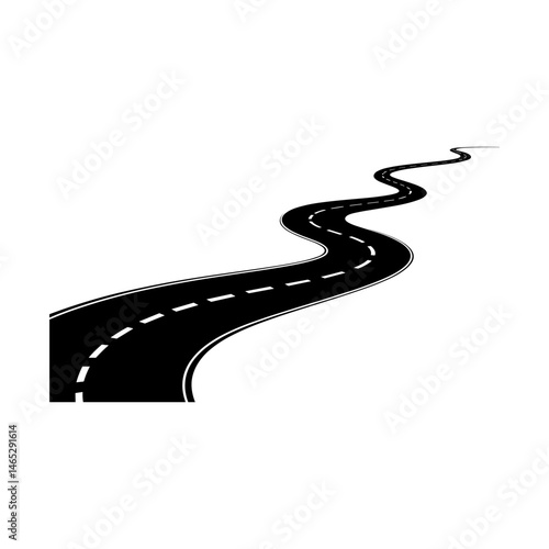 Winding Road of Journey: A smooth, serpentine road stretches endlessly, representing the paths and journeys that lie ahead. The road with its inviting curves and a sense of continuous motion.