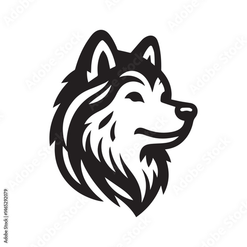 Canadian Inuit Dog Head Silhouette Vector Illustration White Background
