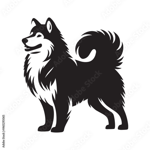 Canadian Inuit Dog Silhouette Vector Illustration White Background 