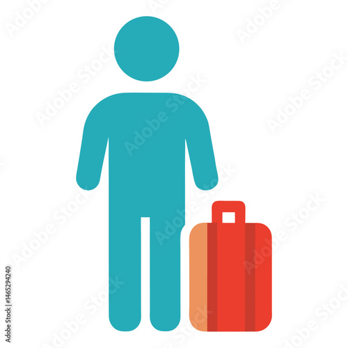 Businessman carrying suitcase and briefcase 3D vector icon illustration