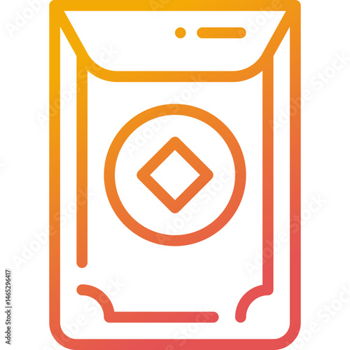 red envelope gradient line icon