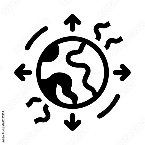 Global warming climate change greenhouse effect earth planet heat arrows emissions icon vector