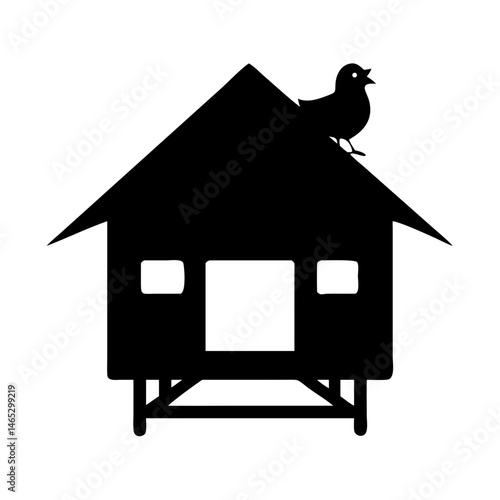 Silhouette birdhouse vector graphic design bird house illustration avian shelter bird perch roof icon