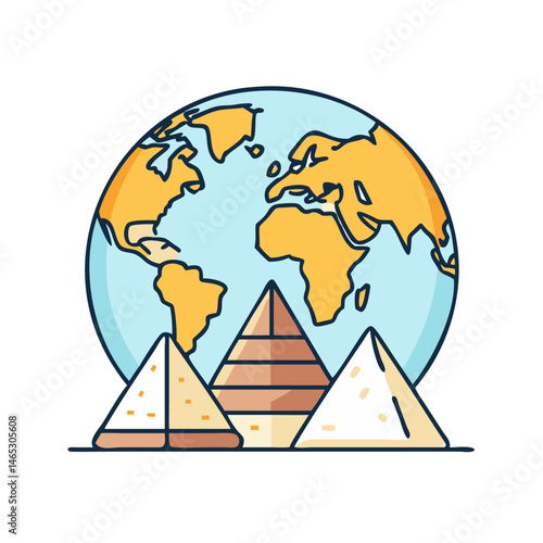 Globe world egypt pyramids travel ancient tourism landmark africa continent exploration culture trip 90