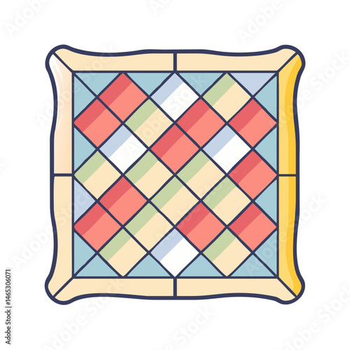 Illustration of a quilt patchwork design fabric textile pattern square colorful crafting design