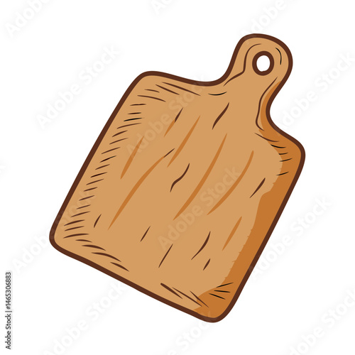Isolated wooden cutting board kitchenware food preparation tool chopping block vector illustration