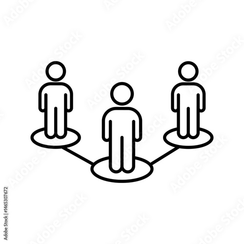 Teamwork icon in outline vector style. Represents collaboration, team effort, cooperation, and group work. Perfect for business, project management, team-building apps, and corporate teamwork platform