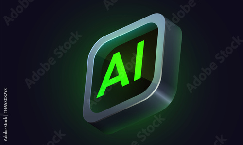Brightly glowing glass AI chip. Technology concept. CPU processor. Glass computer microchip.