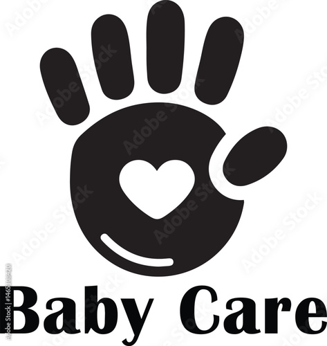 Baby Care Logo Handprint Heart Graphic Design