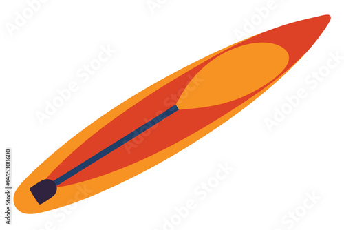 Graphic illustration of a stylized paddle board with a paddle inside