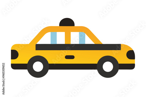 Illustration of a simplistic yellow taxi cab with a black top light